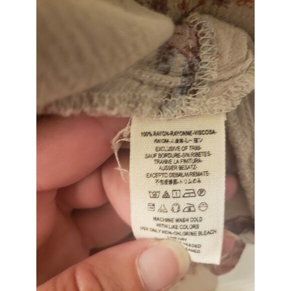 Free People Womens Tree Swing Tunic Dress Beige Multi Floral Button Cutout XS - Picture 7 of 10